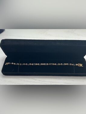 Gold tone over 925 Sterling Sapphire and Cubic Bracelet Vintage